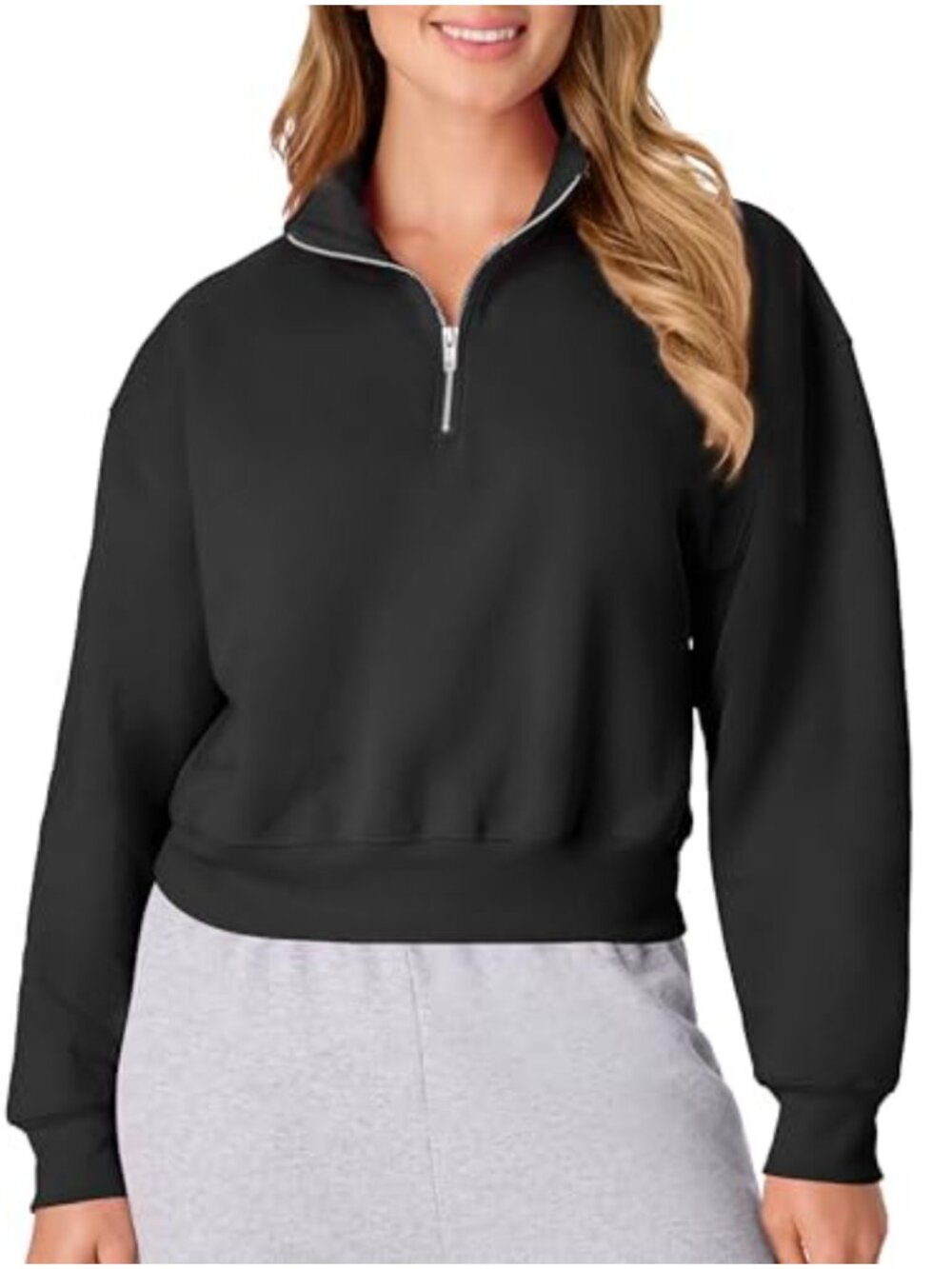 Hanes Womens Quarter-Zip Pullover EcoSmart Fleece Hooded Sweatshirt